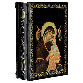 Papier-maché box, Our Lady of Perpetual Help, Russian lacquer, 5.5x4 in