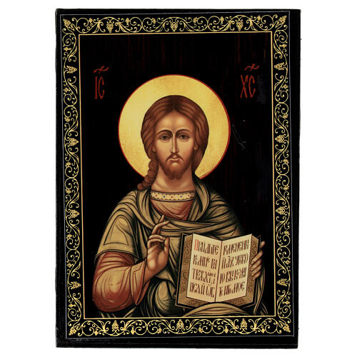 Szkatułka rosyjska Chrystus Pantokrator, 14x10cm 1