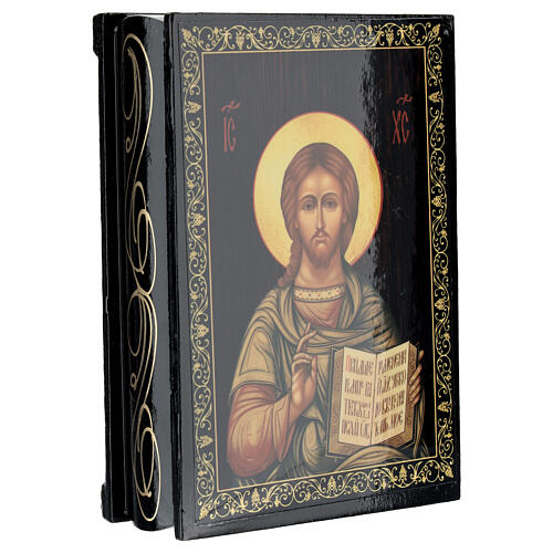 Szkatułka rosyjska Chrystus Pantokrator, 14x10cm 2