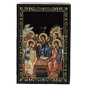 Papier-maché box with Russian lacquer, Holy Trinity, 3.5x2.5 in