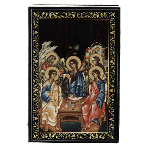 Papier-maché box with Russian lacquer, Holy Trinity, 3.5x2.5 in 1