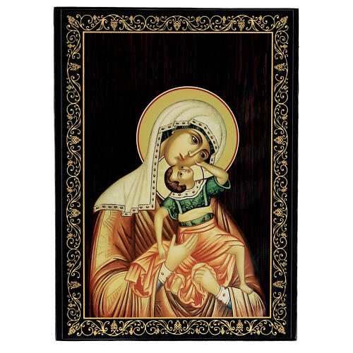 Szkatułka rosyjska Matka Boża Vzygranie Mladenza, 22x16cm 1
