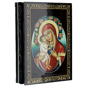 Boîte papier mâché laque russe 22x16 cm Mère de Dieu Jirovitskaya