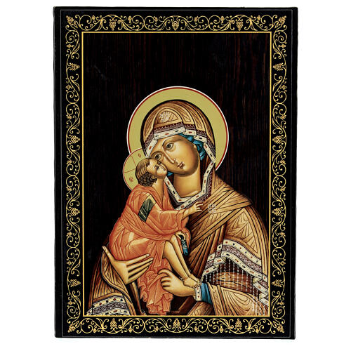 Russian lacquer box 22x16cm Donskaya Mother of God 1