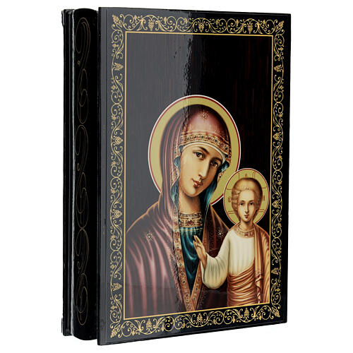Russian lacquer on papier-maché box, Gruzinskaya Mother of God, 9x6 in 2
