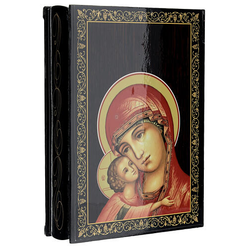 Russian lacquer on papier-maché box, Igorevskaya Mother of God, 9x6 in 2