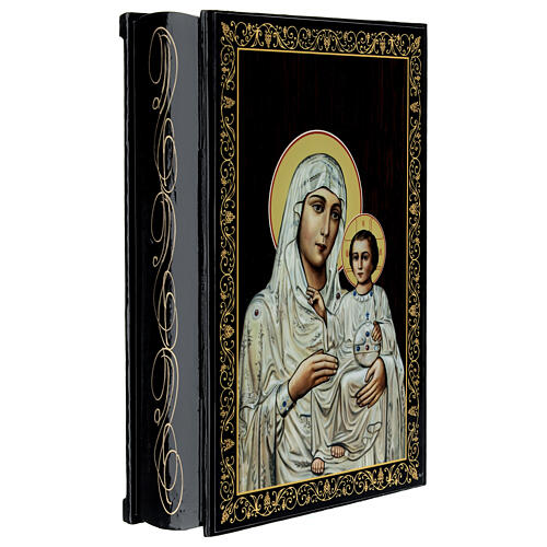 Madonna Ierusalimskaya Russisches Schachtel aus Pappmaché, 22x16 cm 2