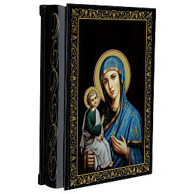Caja laca rusa 22x16 cm Virgen Ierusalimskaya papel maché