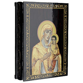Russian lacquer on papier-maché box, Kazanskaya Mother of God, 9x6 in