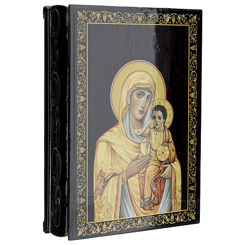 Russian lacquer on papier-maché box, Kazanskaya Mother of God, 9x6 in 2