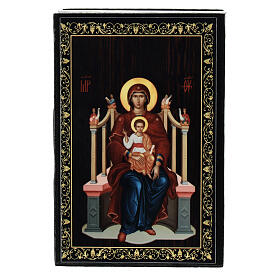 Russian lacquer box Virgin Mary on the Throne 9x6 cm