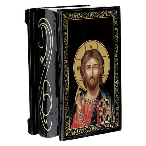 Russische Schachtel Lack Christus Pantokrator, 9x6 cm 2