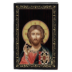 Scatolina lacca russa Cristo Pantocratore 9x6 cm