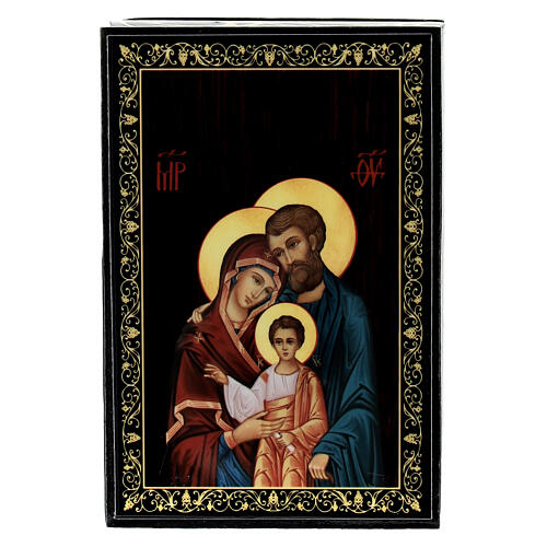 Scatola 9x6 cm cartapesta lacca russa Sacra Famiglia 1