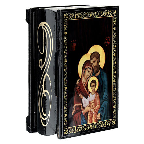 Holy Family Russian box 9x6 cm paper mache lacquer 2