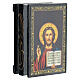 Russian paper-mache lacquer box Christ Pantocrator 9x6 cm s2