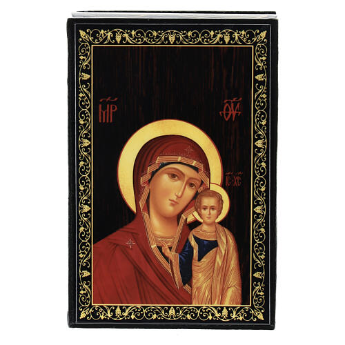 Scatola 9x6 lacca russa Madonna Kazanskaya 1