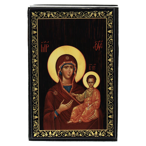 Scatola 9x6 cm Madonna Smolensk lacca russa 1