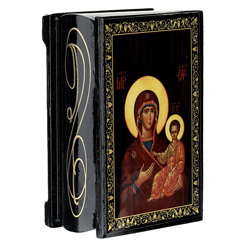 Box 9x6 cm Our Lady of Smolensk Russian lacquer 2