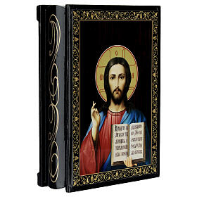 Christus Pantokrator Dose Russischer Lack, 14x10 cm