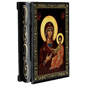 Russian papier-maché box, 5.5x4 in, Mother of God of Smolensk