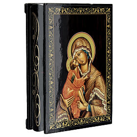 Russian papier-maché box, 5.5x4 in, Mother of God of the Don