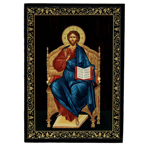 Szkatułka rosyjska Chrystus na tronie, 14x10cm 1