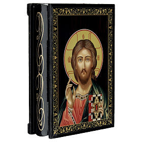 Russische Schachtel Lack Christus Pantokrator Pappmaché, 14x10 cm