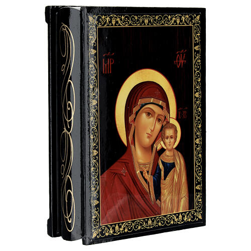 Russian papier-maché box, 5.5x4 in, Our Lady of Kazan 2