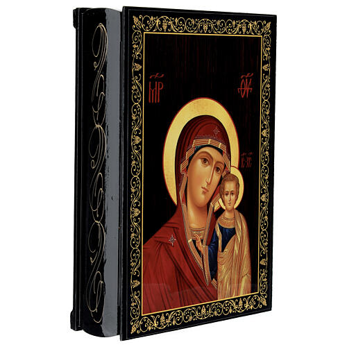 Russian lacquer of Our Lady of Kazan, papier-maché box, 9x6 in 6