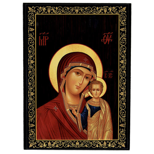 Scatola Madonna Kazanskaya 22x16 cm lacca russa 5
