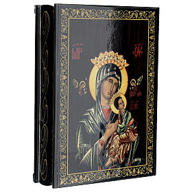 Russian lacquer of Our Lady of Perpetual Help, papier-maché box, 9x6 in
