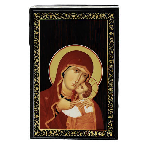 Schachtel Russische Lack Madonna Kasperowskaja, 9x6 cm 1