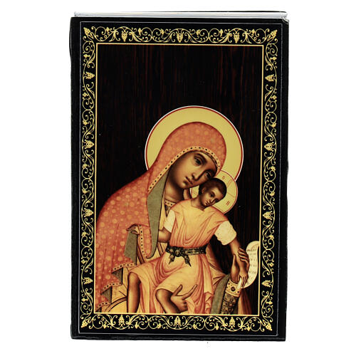 Russische Lack Pappmaché Schachtel Madonna Kikkskaya, 9x6 cm 1