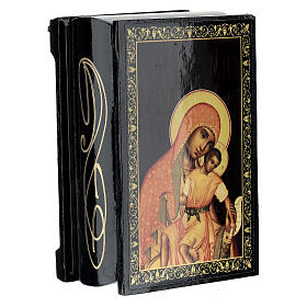 Box of 3.5x2.5 in, Mother of God of Kykkos, Russian papier-maché lacquer