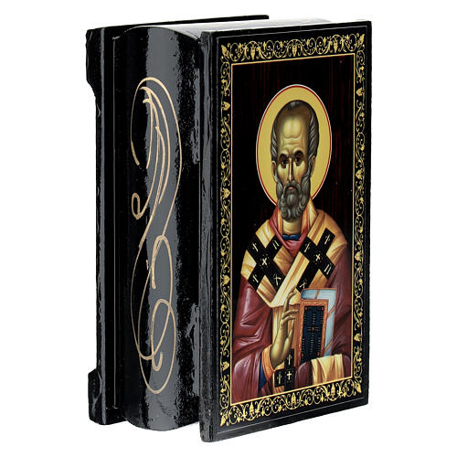 Box of 3.5x2.5 in, St. Nicholas of Myra, Russian papier-maché lacquer 2