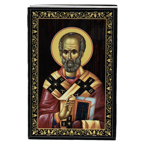 St. Nicholas Russian lacquer paper-mache box 9x6 cm 1