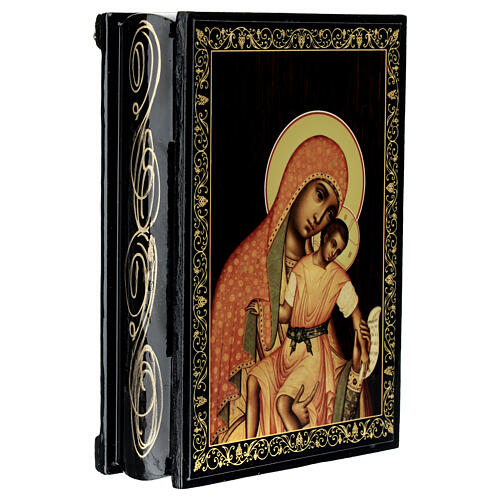 Box of 5.5x4 in, Russian papier-maché lacquer, Mother of God of Kykkos 2