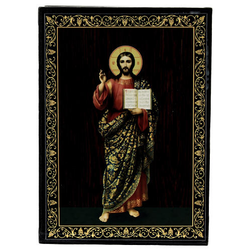 Pappmaché Schachtel Christus Pantokrator stehend, 14x10 cm 1