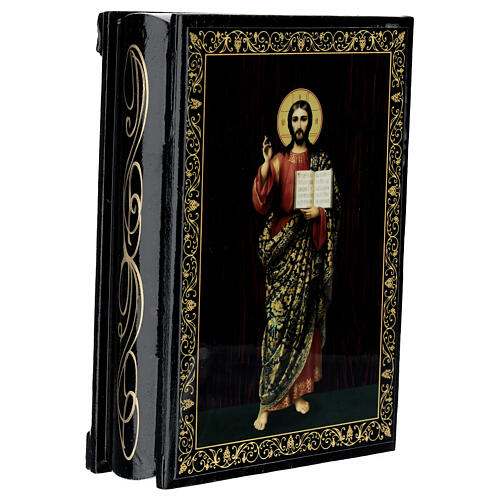 Box of 5.5x4 in, full-length Christ Pantocrator, Russian papier-maché lacquer 2