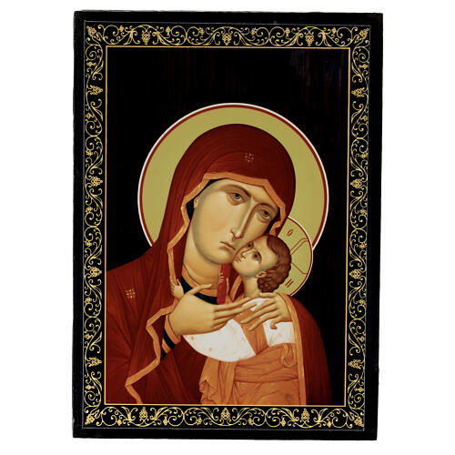 Caixa 14x10 cm laca russa Mãe de Deus Kasperovskaya 1