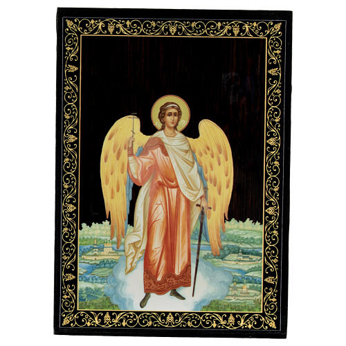 Russian lacquer box Guardian Angel 9x6 cm paper mache 1