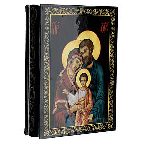 Russian lacquer box, papier-maché, Holy Family, 9x6 in