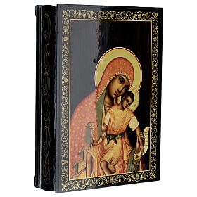 Russian lacquer box, papier-maché, Mother of God of Kykkos, 9x6 in