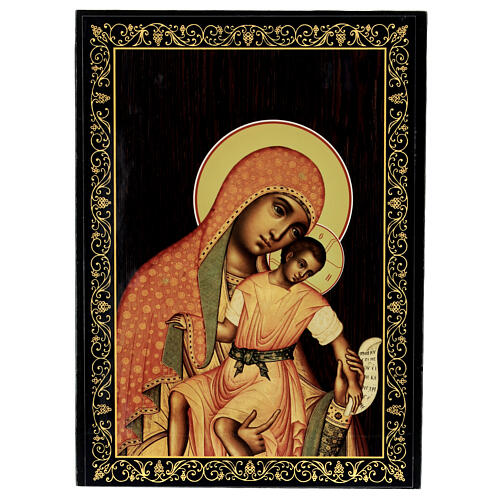 Scatola Madonna Kikiskaya 22x16 cm lacca russa 1