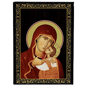 Boîte 22x16 cm laque russe Mère de Dieu de Kasperov papier mâché
