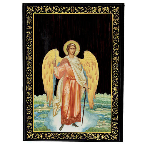 Russian lacquer icon box 22x16 cm paper-mache Guardian Angel 1
