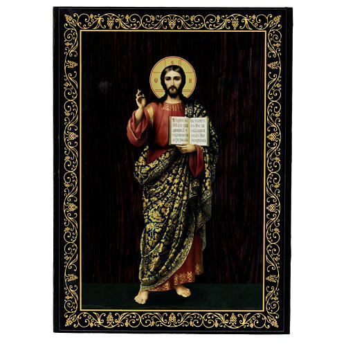 Pudełko lakierowane Chrystus Pantokrator, 22x16 cm 1