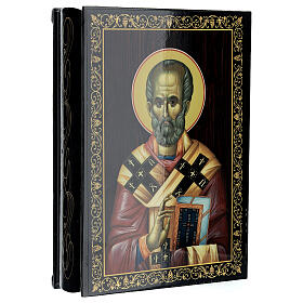Russian lacquer box, St. Nicholas, 9x6 in