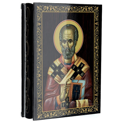 Russian lacquer box, St. Nicholas, 9x6 in 2